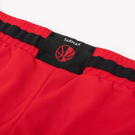 Crni/crveni muški/ženski šorts s dva lica za košarku SH500R