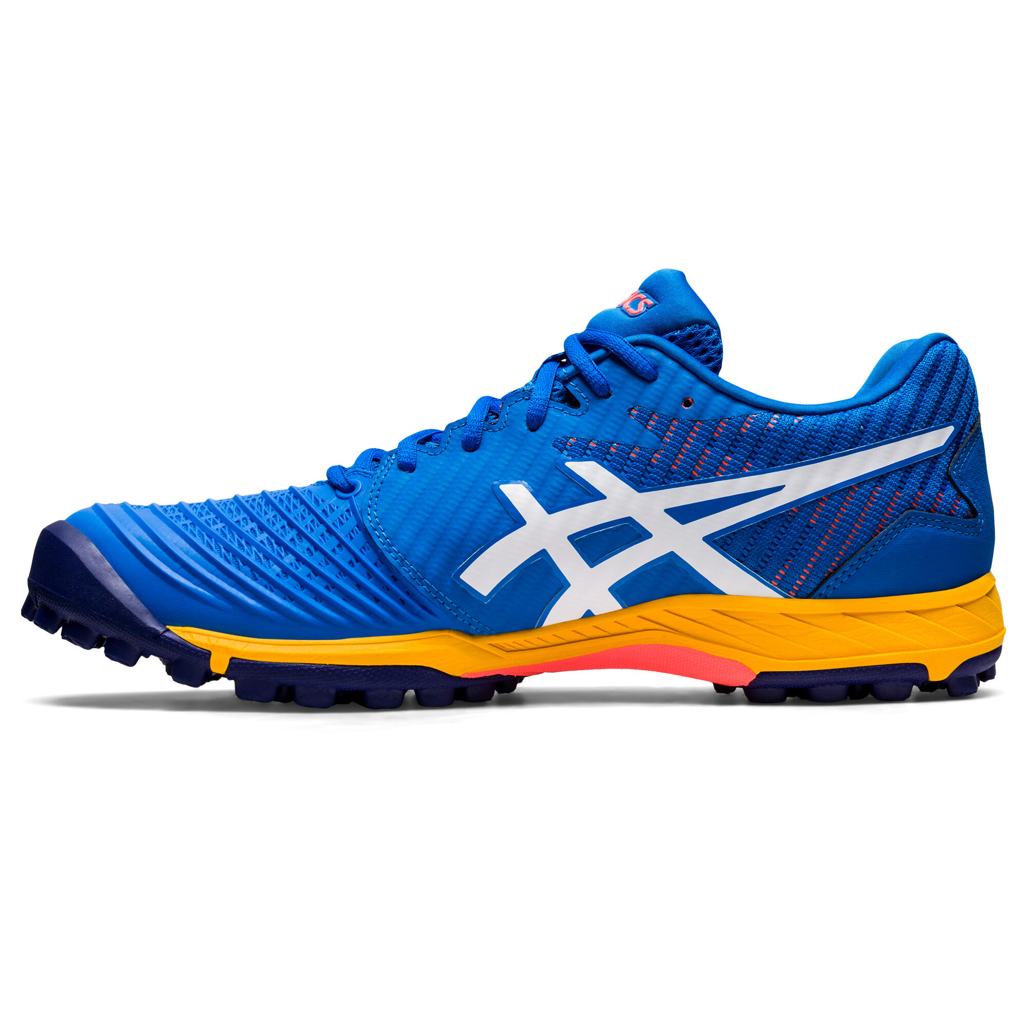 ASICS Hockeyschoenen voor heren hoog intensief FFultimate blauw en geel |  Decathlon