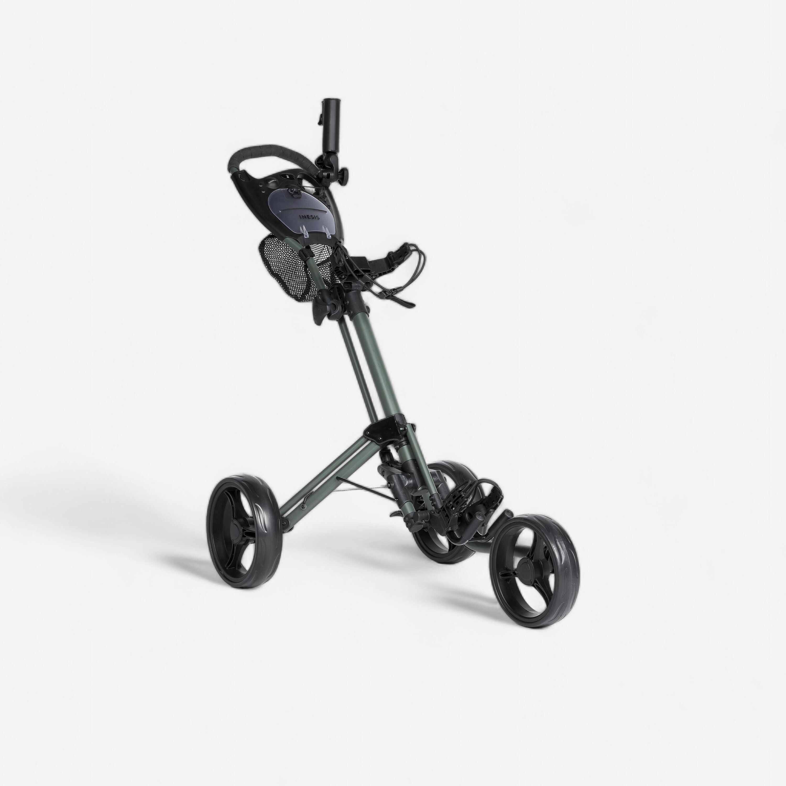 INESIS 3-WHEEL COMPACT GOLF TROLLEY - INESIS 900 KHAKI