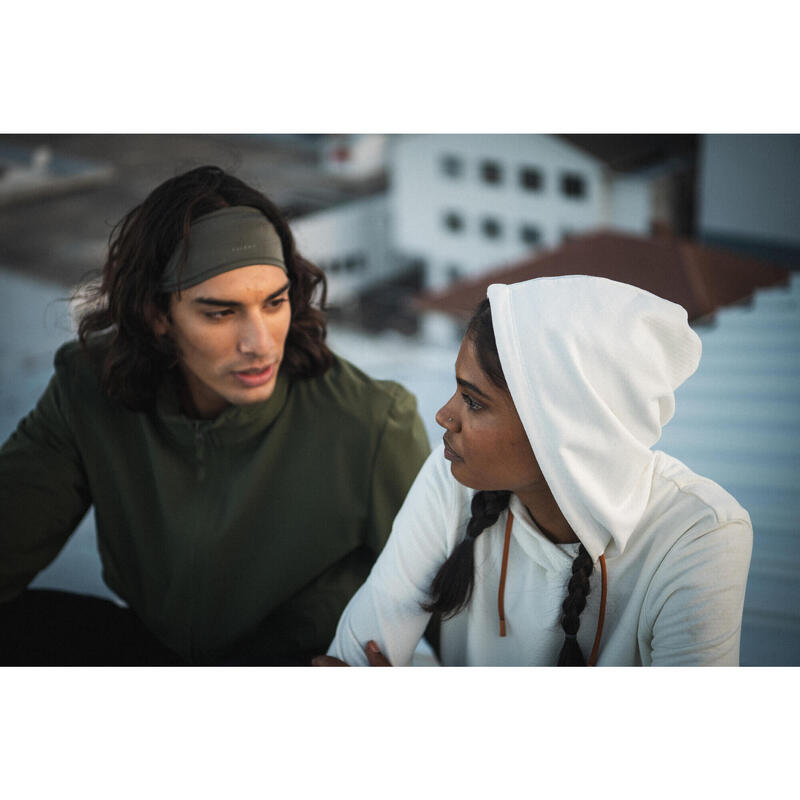 Sudadera running con capucha cálida Mujer Hood 500 blanco