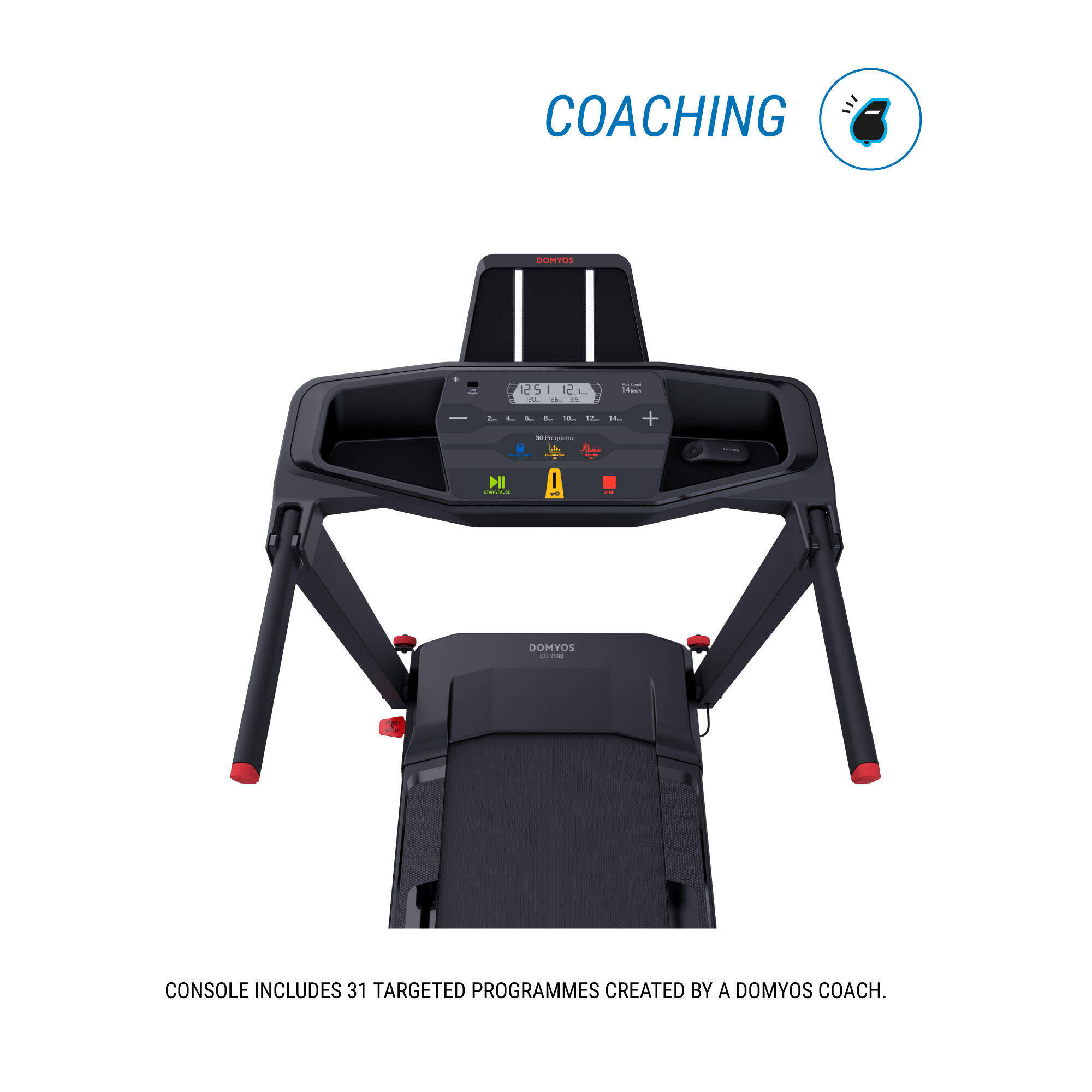 Smart Foldable Treadmill Upto 14 kmph, Supports upto 130kg, Run100E - Black -  4