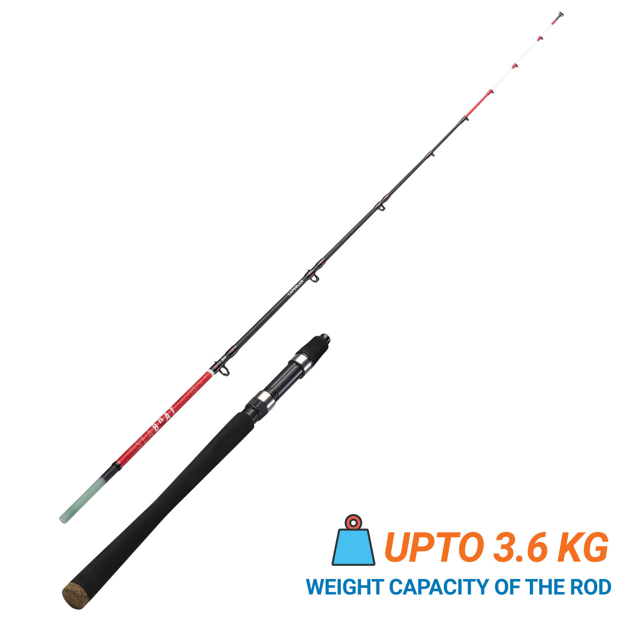 Fishing Rod 4ft Seaboat Light 100 - Red/Black - Upto 3.6 Kgs -  1