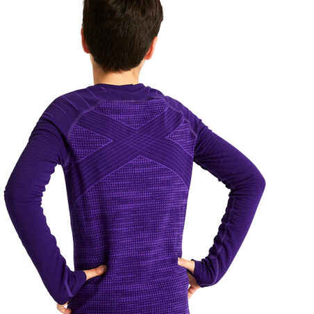 Kids' Long-Sleeved Thermal Base Layer Top Keepdry 500 - Purple