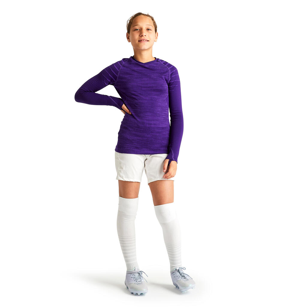 Kids' Long-Sleeved Thermal Base Layer Top Keepdry 500 - Purple