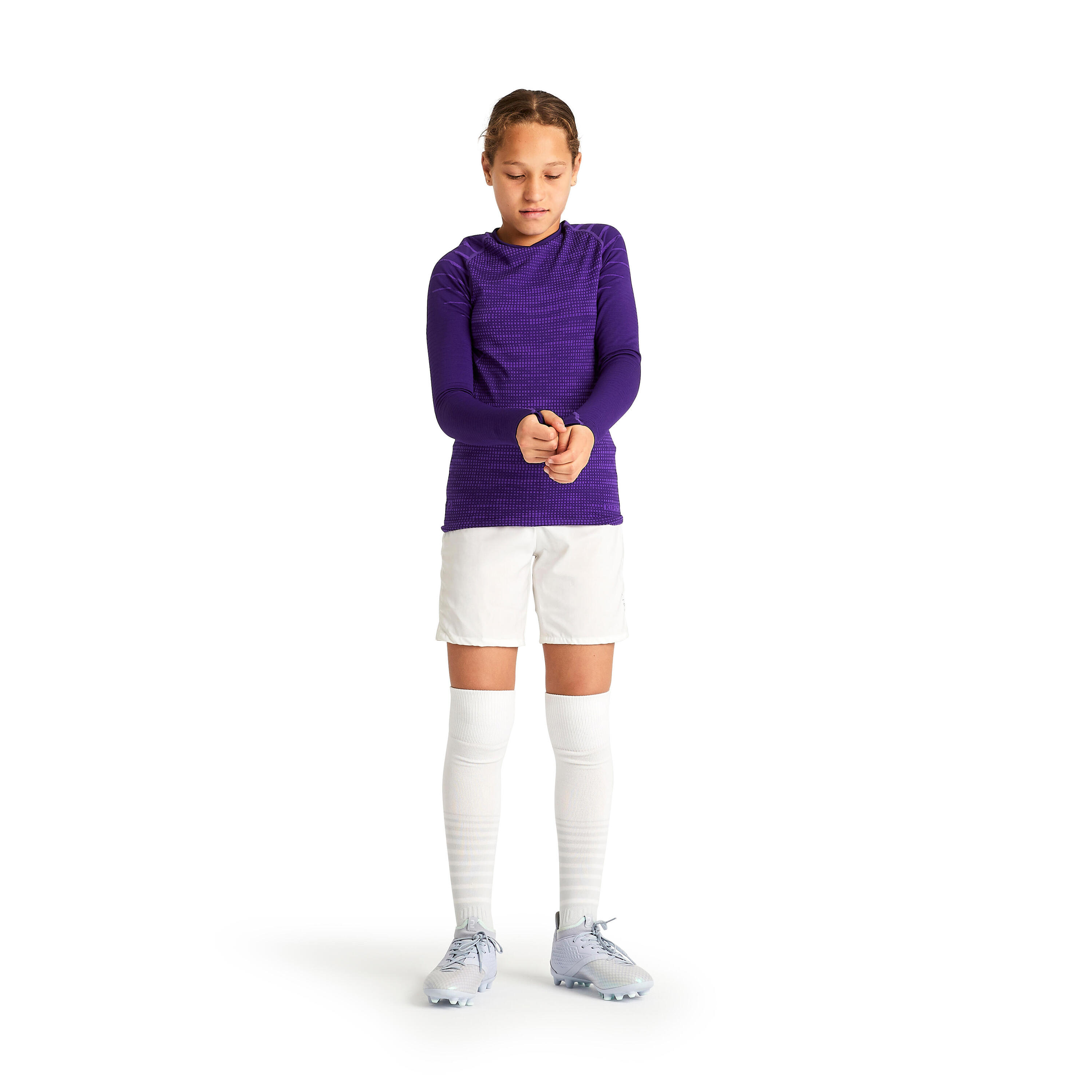 Kids' Long-Sleeved Thermal Base Layer Top Keepdry 500 - Purple 5/10