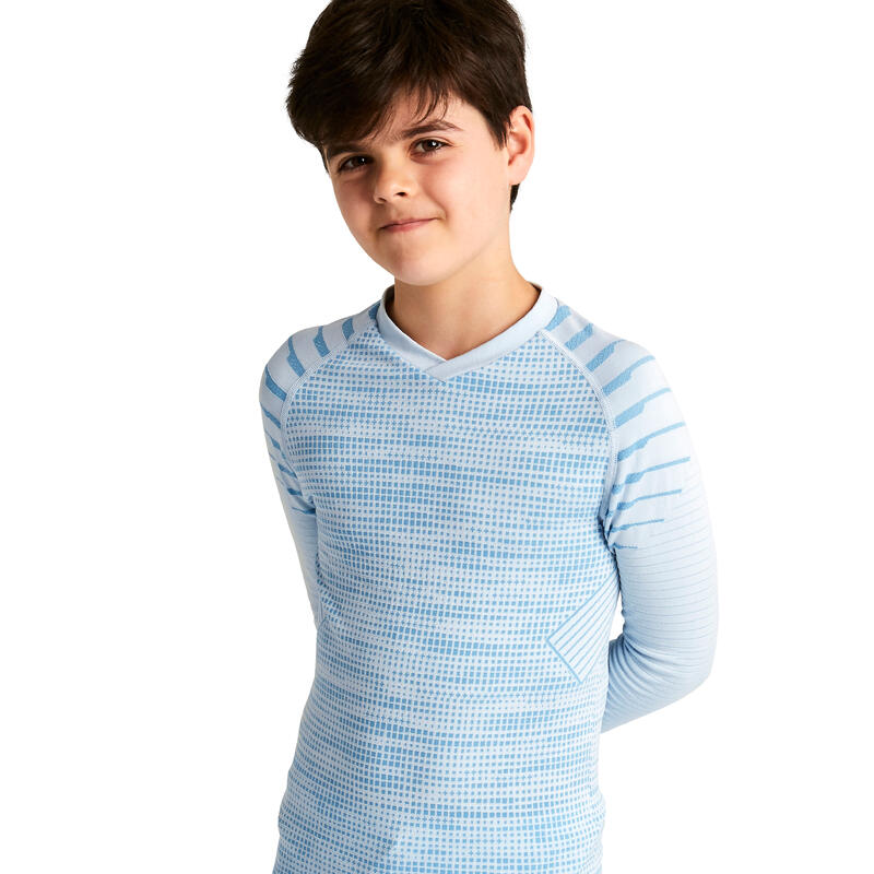 Camiseta térmica de fútbol manga larga Niño Kipsta Keepdry 500 gris