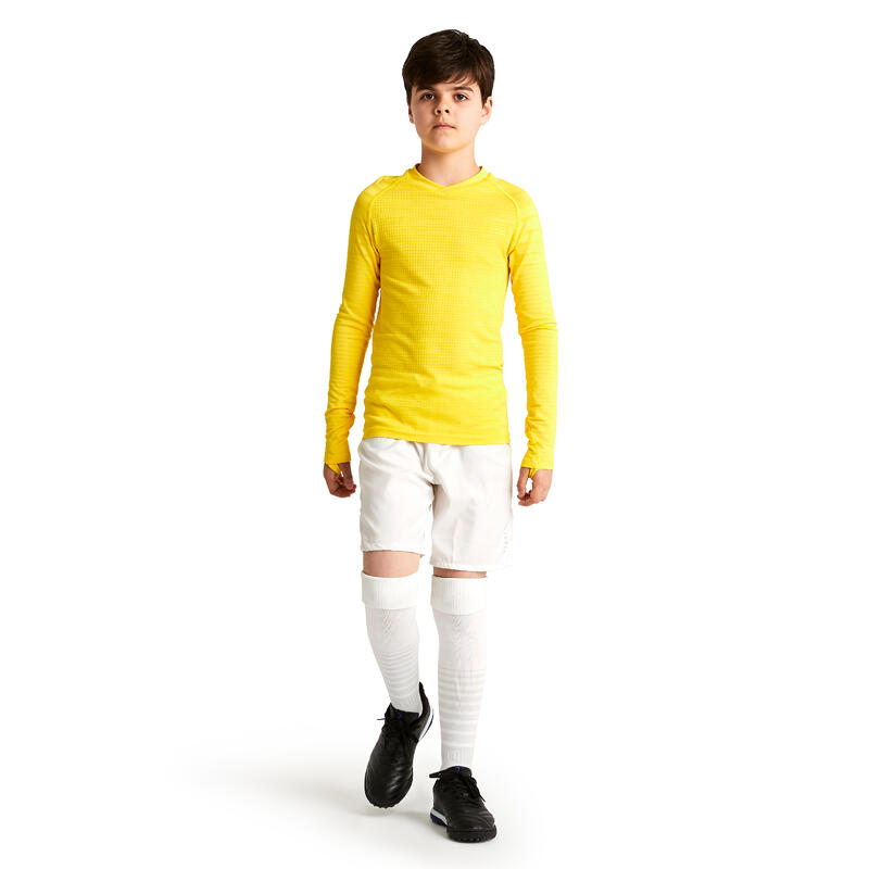 Kids' Long-Sleeved Thermal Base Layer Top Keepdry 500 - Yellow