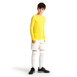 Camiseta térmica de fútbol manga larga niño kipsta keepdry 500 amarillo