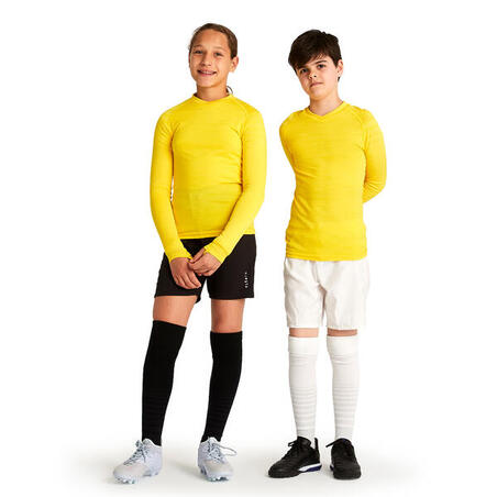 Kids' Long-Sleeved Thermal Base Layer Top Keepdry 500 - Yellow