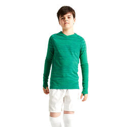 Camiseta térmica de fútbol manga larga niño kipsta keepdry 500 verde