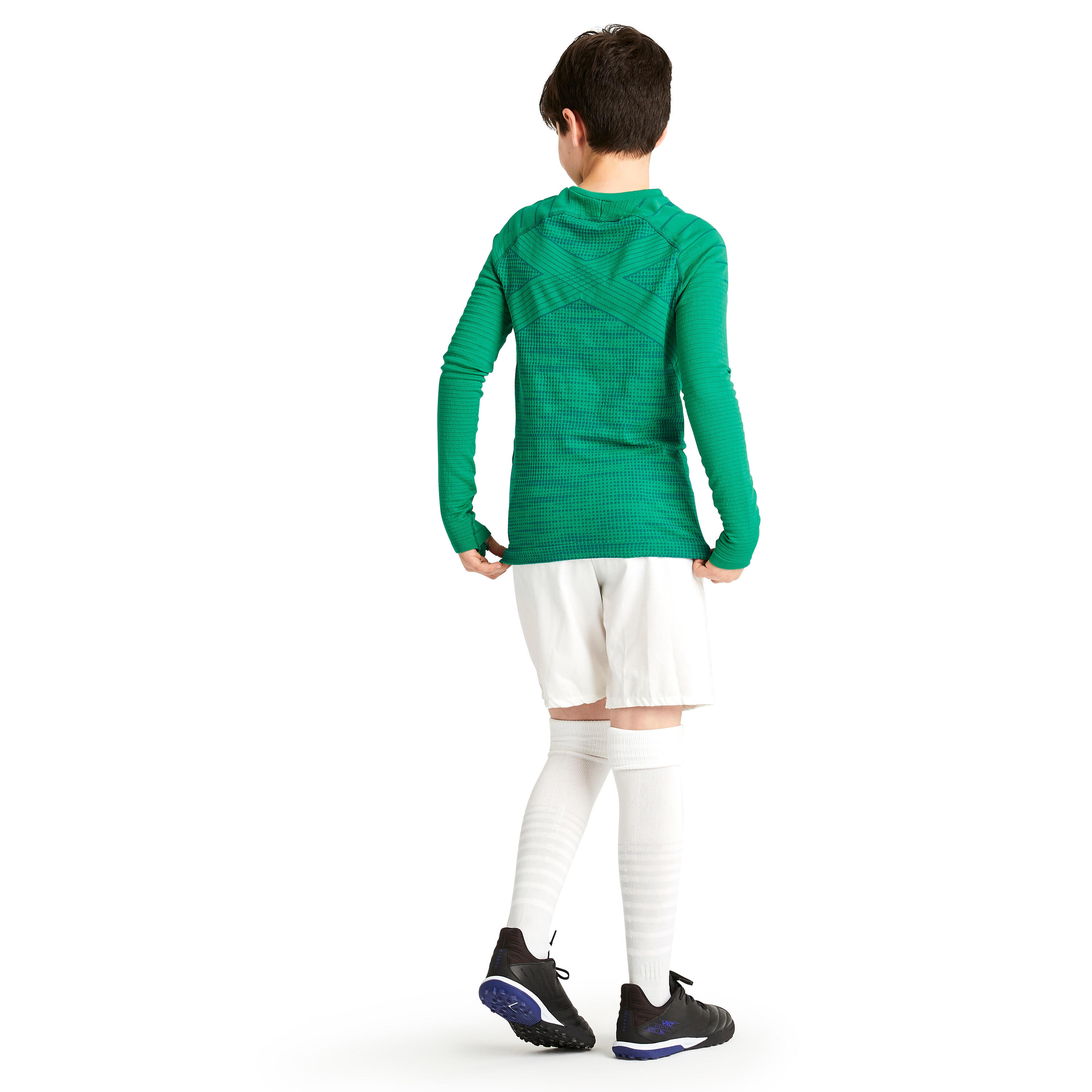 Kids' Long-Sleeved Thermal Base Layer Top Keepdry 500 - Green 7/10