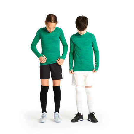Vaikiški termoizoliaciniai marškinėliai ilgomis rankovėmis „Keepdry 500“, žali