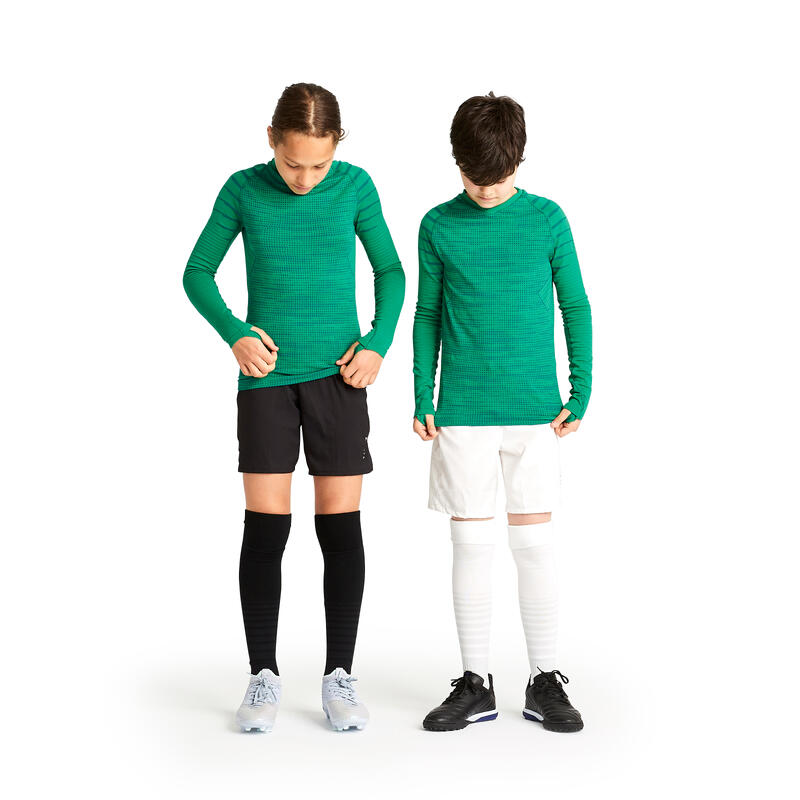 Bluză termică Fotbal Keepdry 500 Verde Copii
