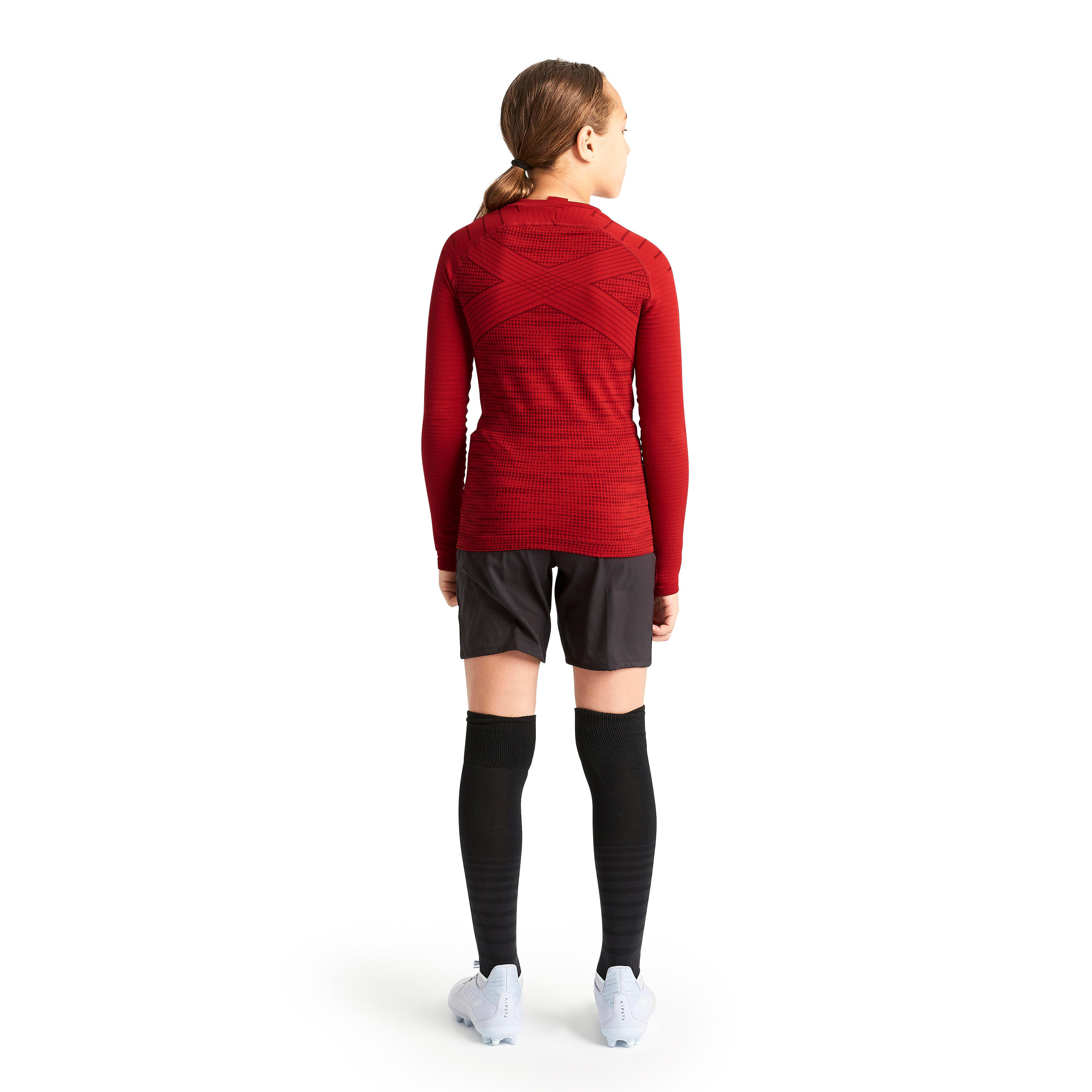 Kids' Football Long-Sleeved Seamless Thermal Base Layer Top Keepdry - Red 6/9