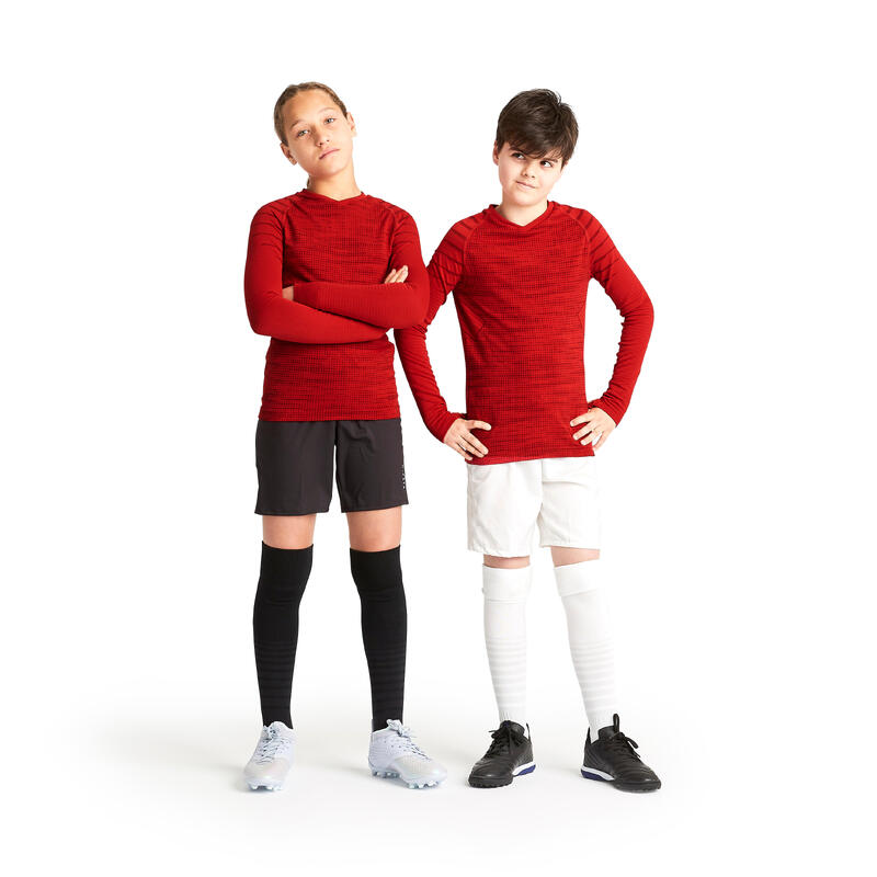 Camiseta térmica de fútbol manga larga Niño Kipsta Keepdry 500 rojo
