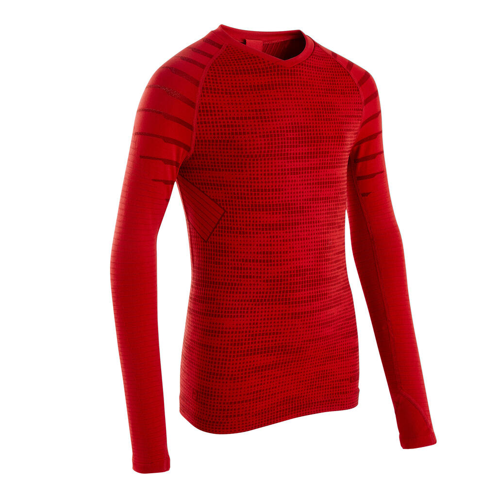 Kids' Football Long-Sleeved Seamless Thermal Base Layer Top Keepdry - Red