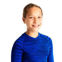 Kids' Long-Sleeved Thermal Base Layer Top Keepdry 500 - Indigo Blue