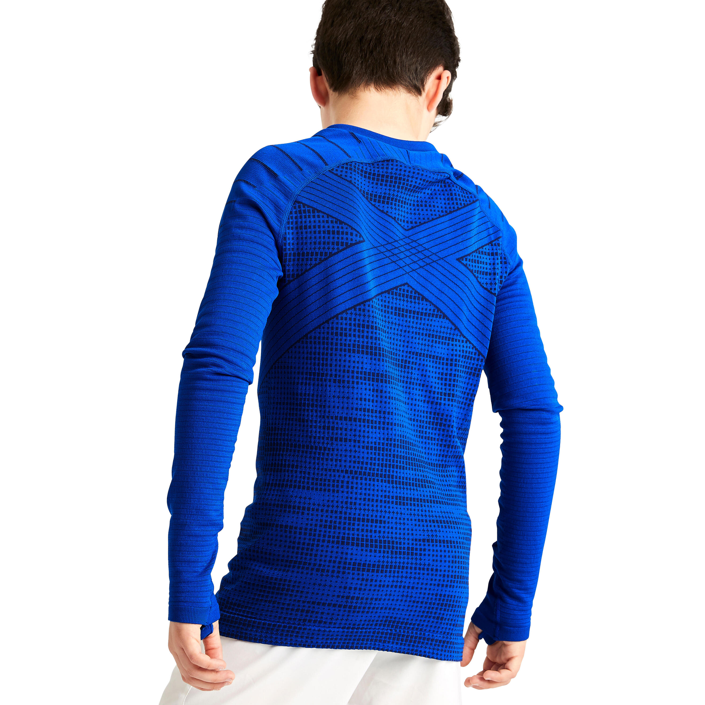 Kids' Long-Sleeved Thermal Base Layer Top Keepdry 500 - Indigo Blue 8/9