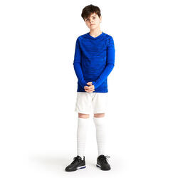 Camiseta térmica de fútbol manga larga niño kipsta keepdry 500 azul
