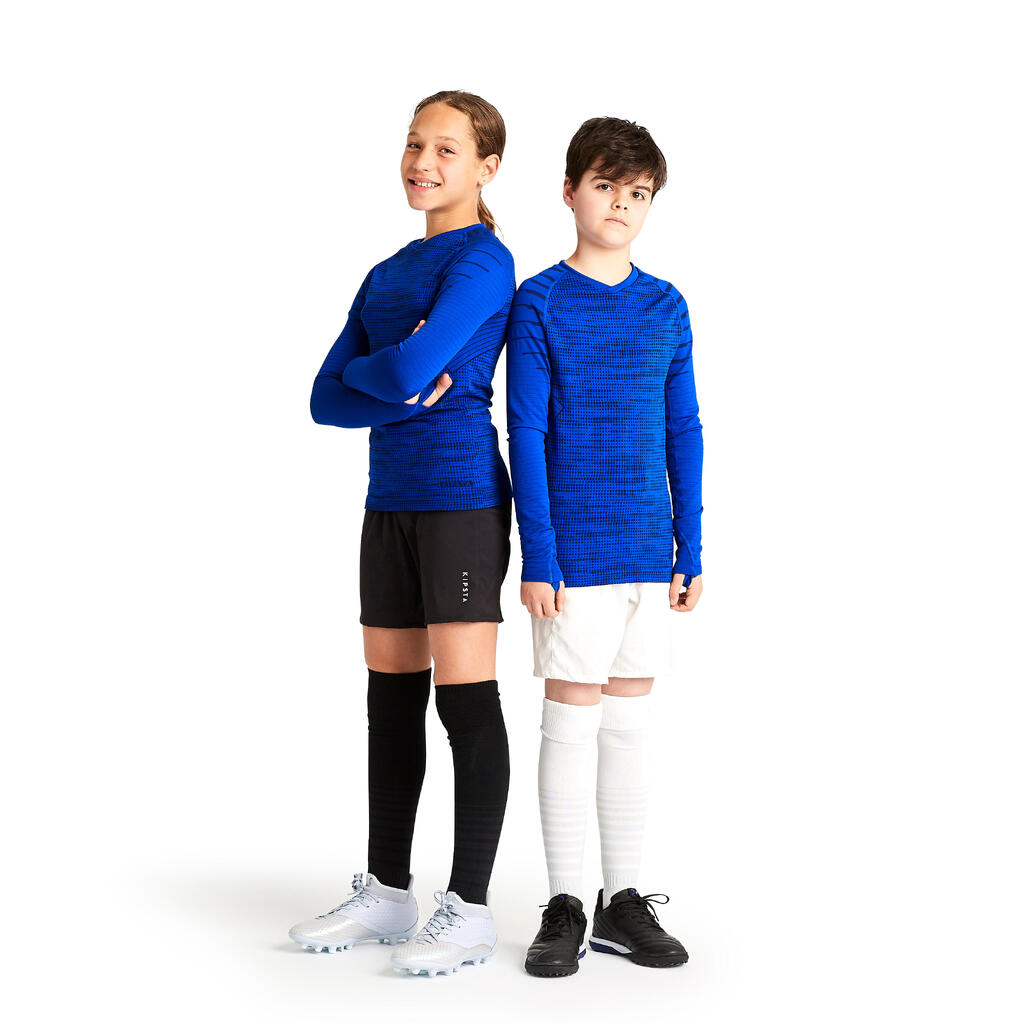 Kids' Long-Sleeved Thermal Base Layer Top Keepdry 500 - Indigo Blue