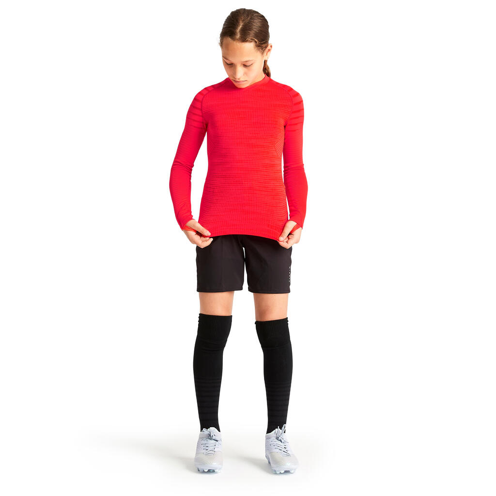 Kids' Long-Sleeved Thermal Base Layer Top Keepdry 500 - Red