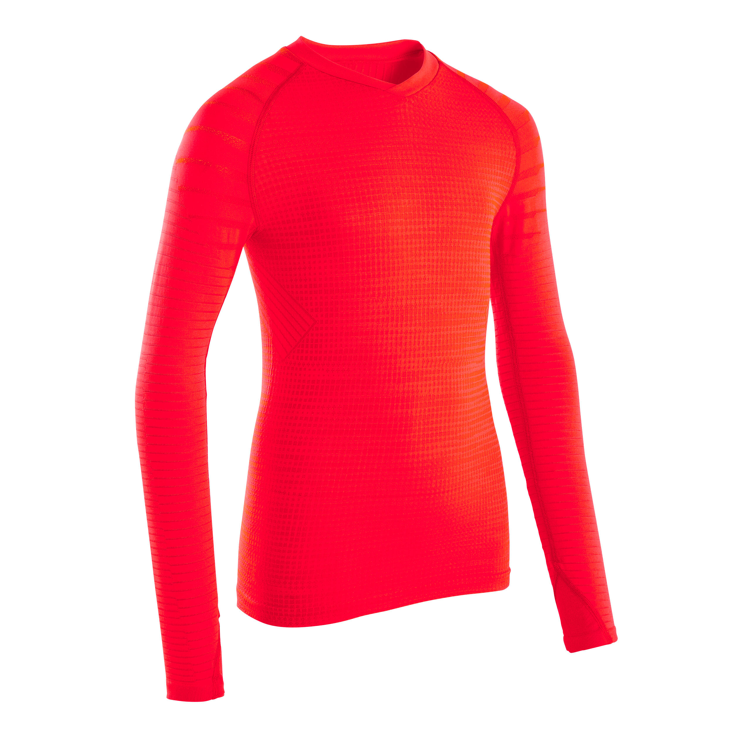 Camiseta térmica de fútbol manga larga Niño Kipsta Keepdry 500 naranja 7/9