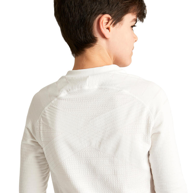 Kids' Long-Sleeved Thermal Base Layer Top Keepdry 500 - White