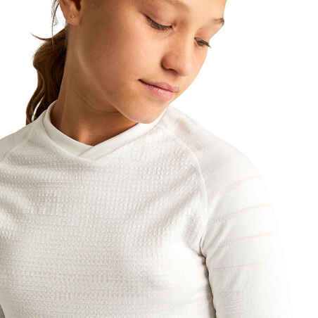 Vaikiški termoizoliaciniai marškinėliai ilgomis rankovėmis „Keepdry 500“, balti