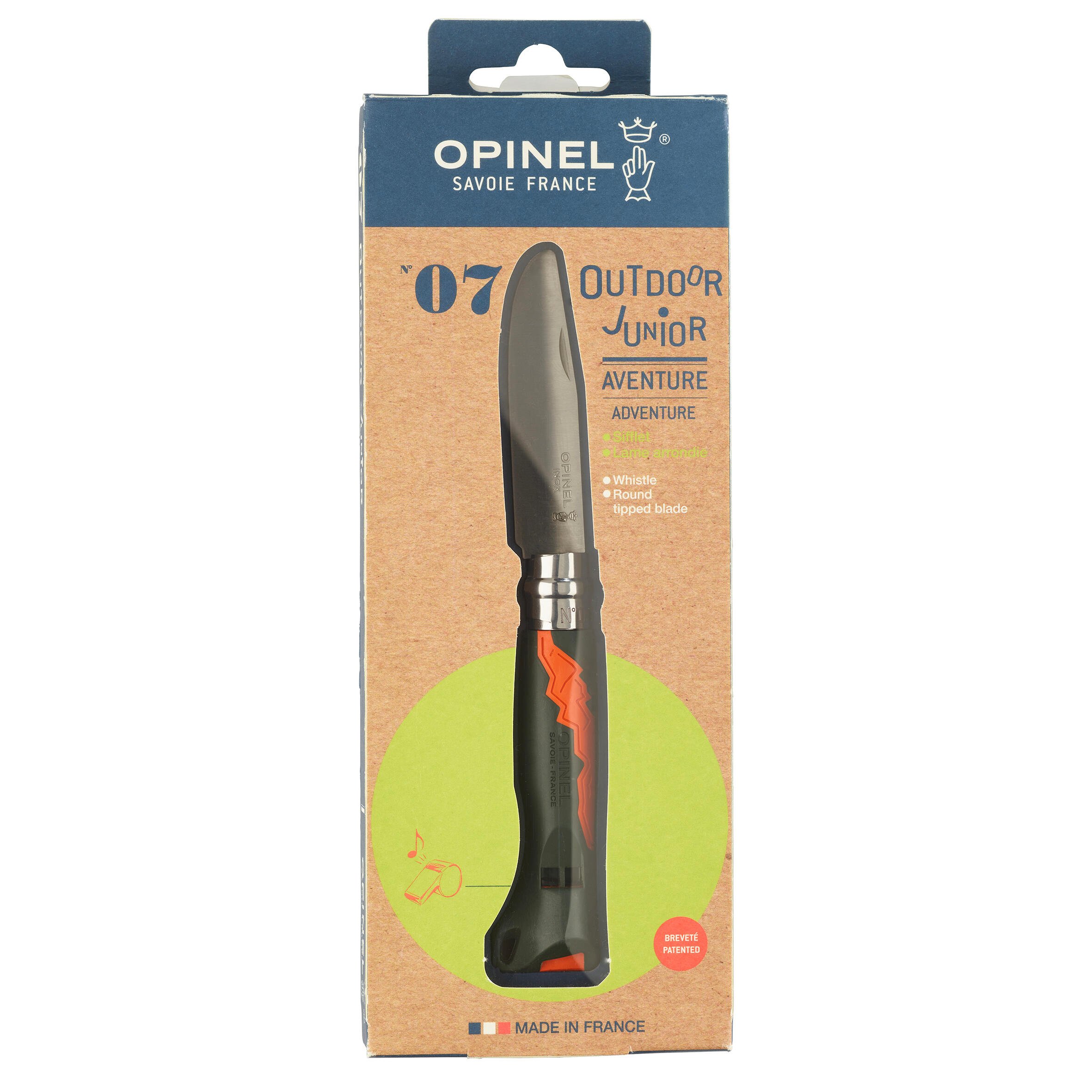 Kids' Folding Stainless-Steel Knife 7 cm - Opinel No. 7 Outdoor Green - OPINEL