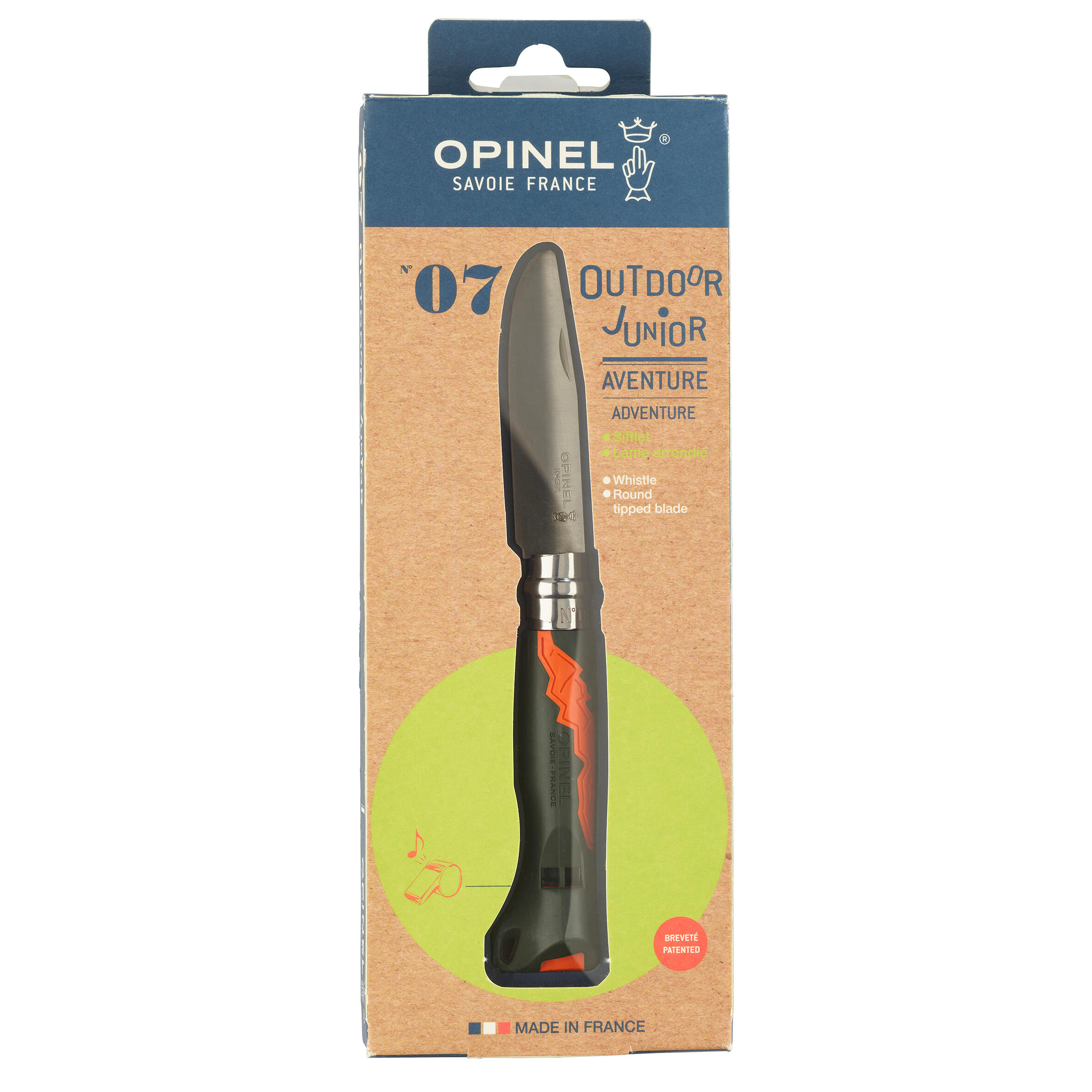 Opinel Coltello pieghevole da 7 cm in acciaio inox kaki N°7 Outdoor Junior