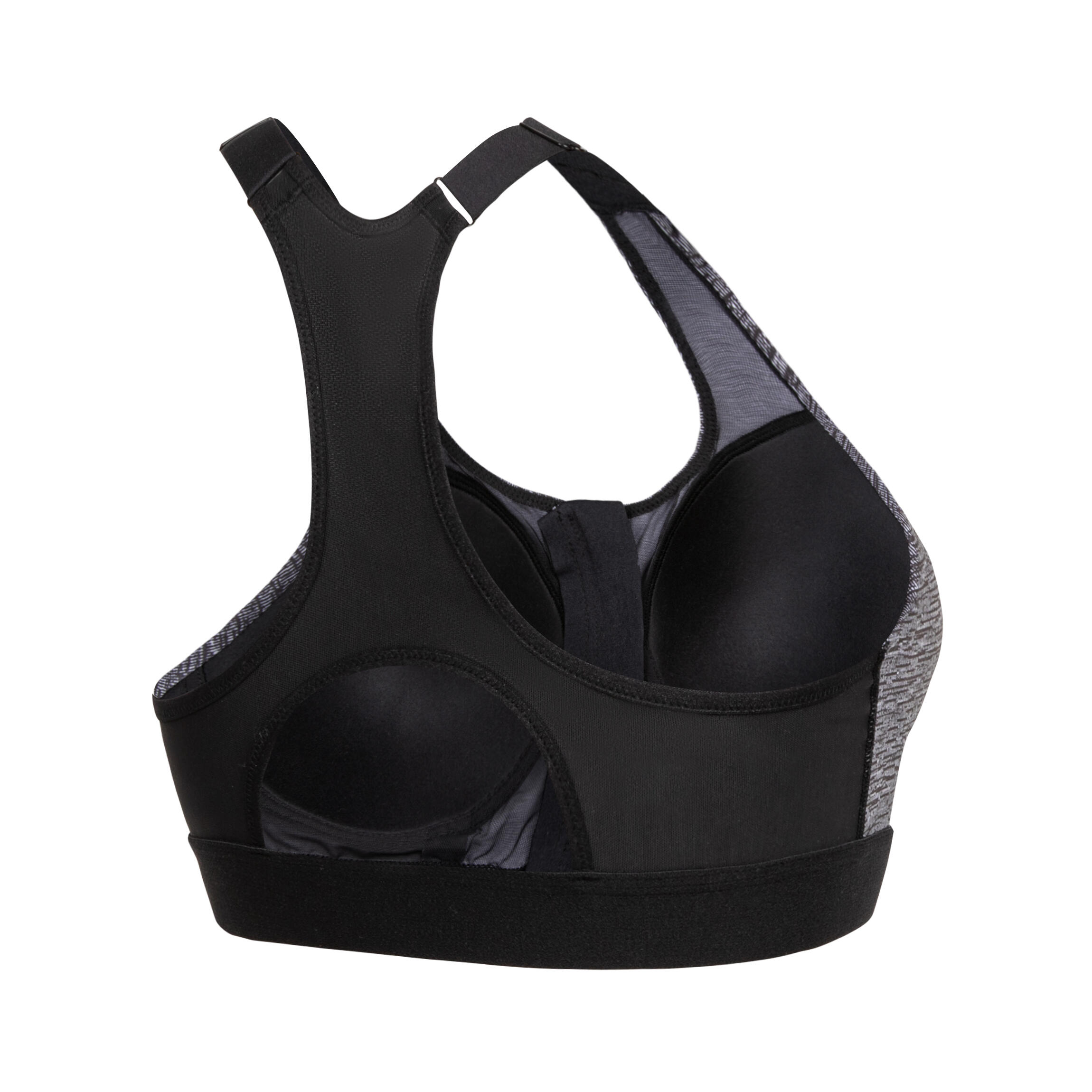 High Support ZipUp Sports Bra Grey