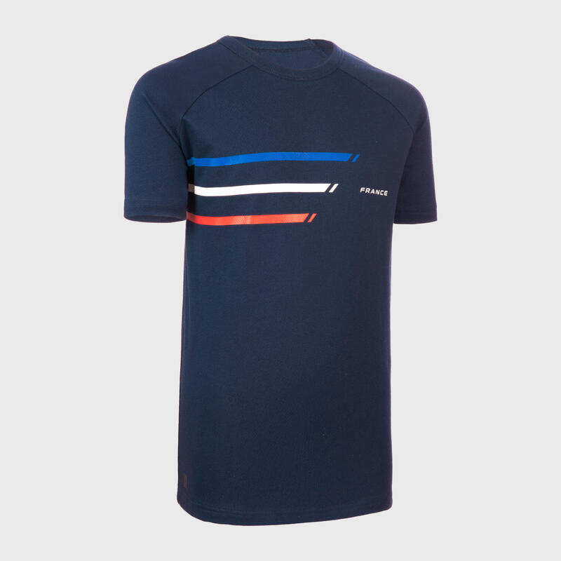 Rugby T-shirt voor kinderen R100 JR Frankrijk blauw