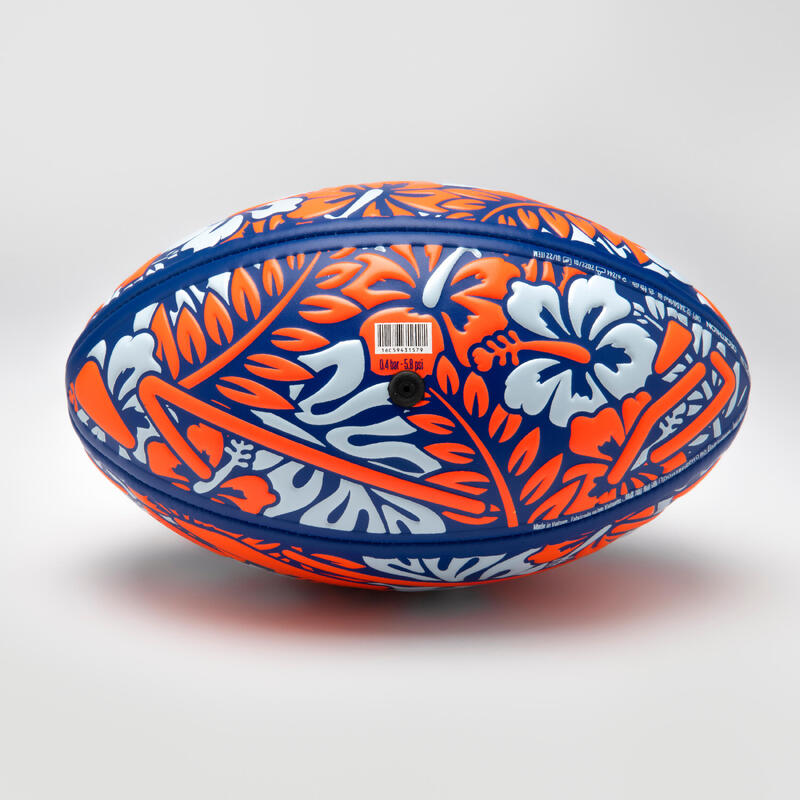 Rugbybal voor strandrugby maat 1 R100 midi Floral blauw rood