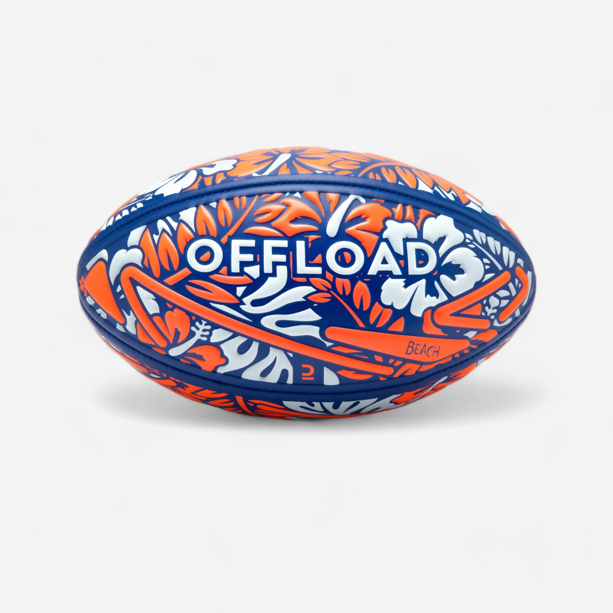 OFFLOAD Beach Rugby Ball R100 Midi Floral Size 1 - Blue/Red