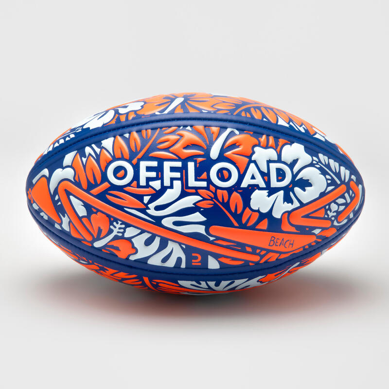 Bola de Rugby de Praia R100 Midi Floral Tamanho 1 Azul/Vermelho