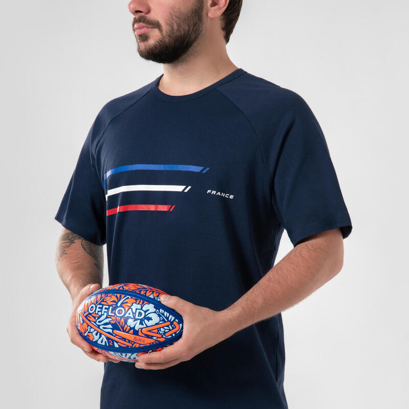 Bola de Rugby de Praia R100 Midi Floral Tamanho 1 Azul/Vermelho