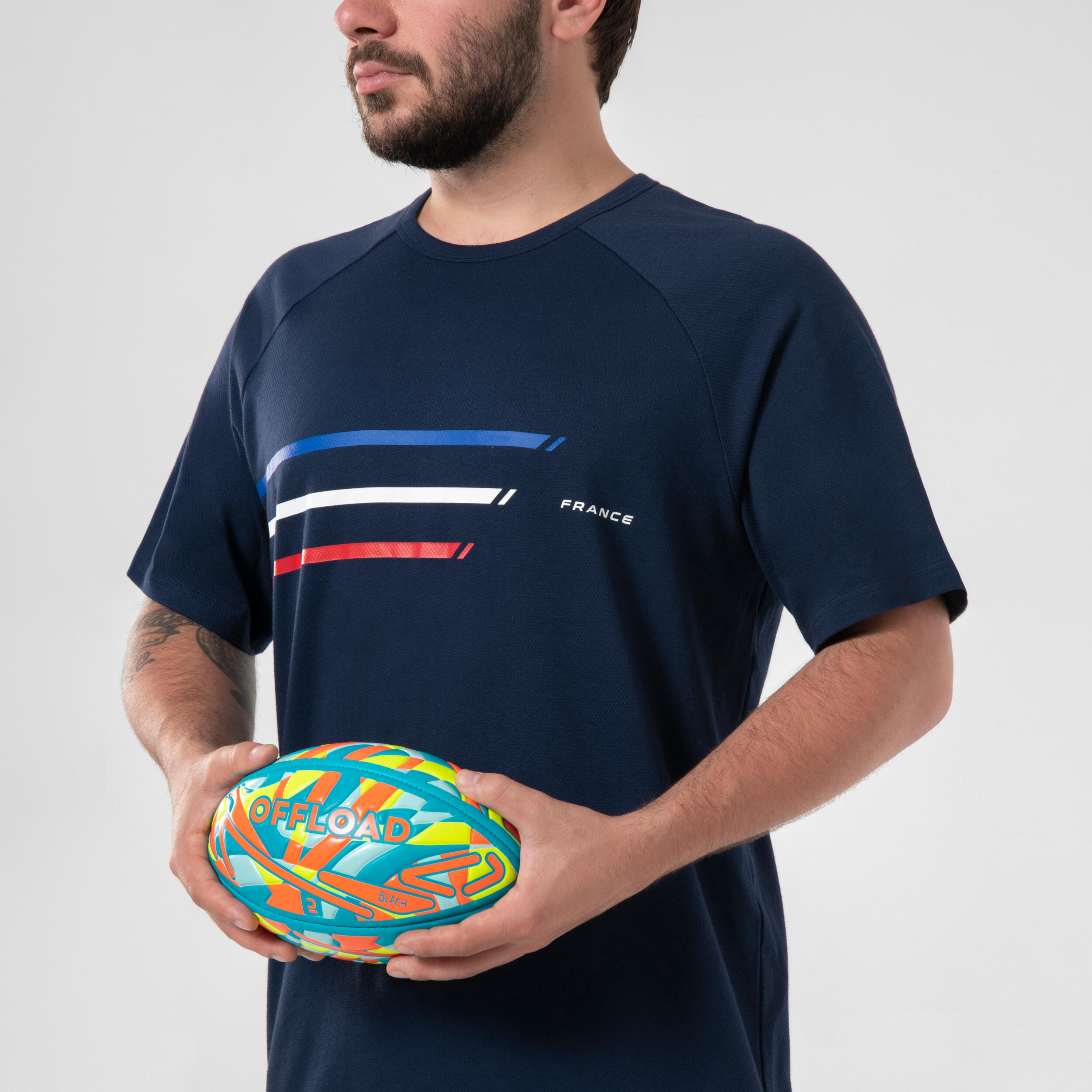 Beach Rugby Ball R100 Midi City Size 1 - Blue/Yellow/Orange 5/5