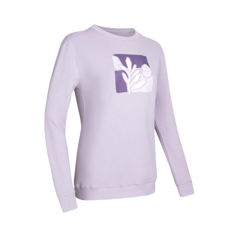 女款寬鬆剪裁圓領長版運動衫 100 - 紫色