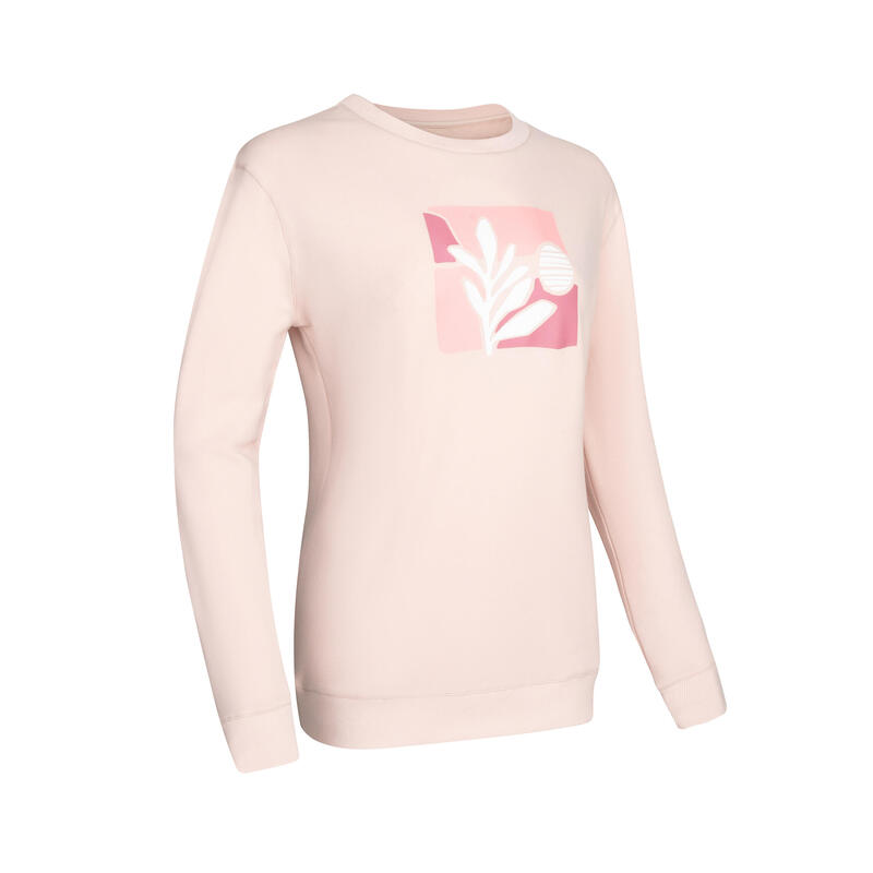 女款寬鬆剪裁圓領長版運動衫 100 - 粉色