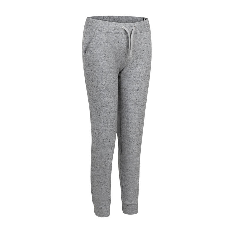 Women's Straight Cut Cotton Jogging Fitness Bottoms With Pocket 500 - Grey
