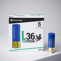 CARTOUCHE L100 36g PIGEON CALIBRE 12/70 PLOMB N°6 X25