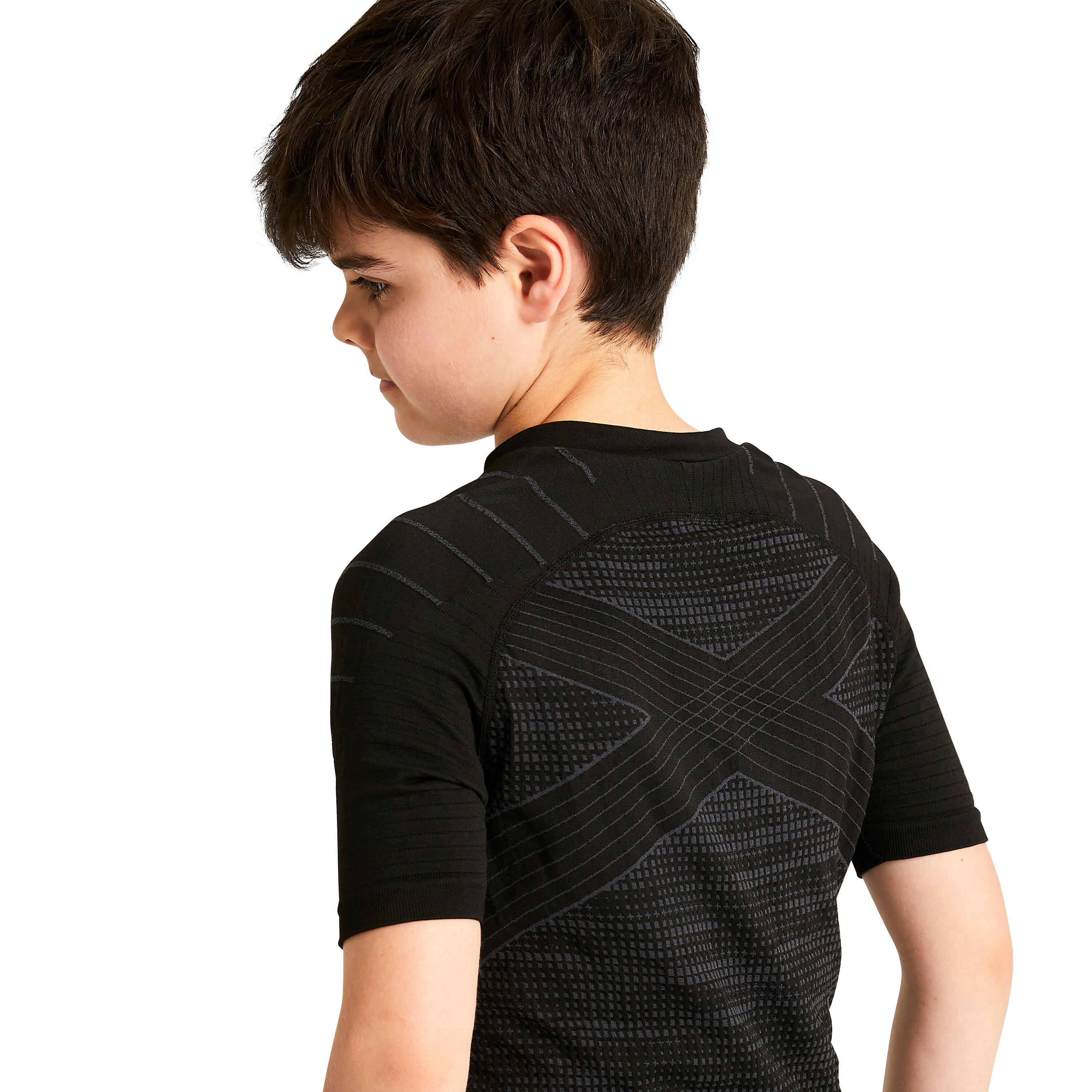 Kids' Short-Sleeved Thermal Base Layer Top Keepdry 500 - Black 8/10