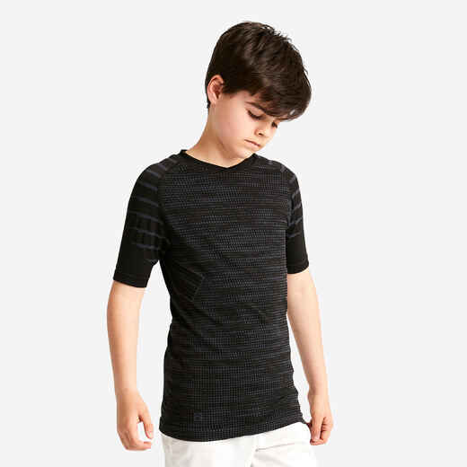 
      Kids' Short-Sleeved Thermal Base Layer Top Keepdry 500 - Black
  