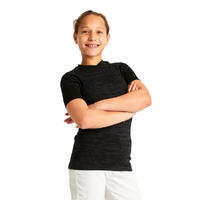 Kids' Short-Sleeved Thermal Base Layer Top Keepdry 500 - Black