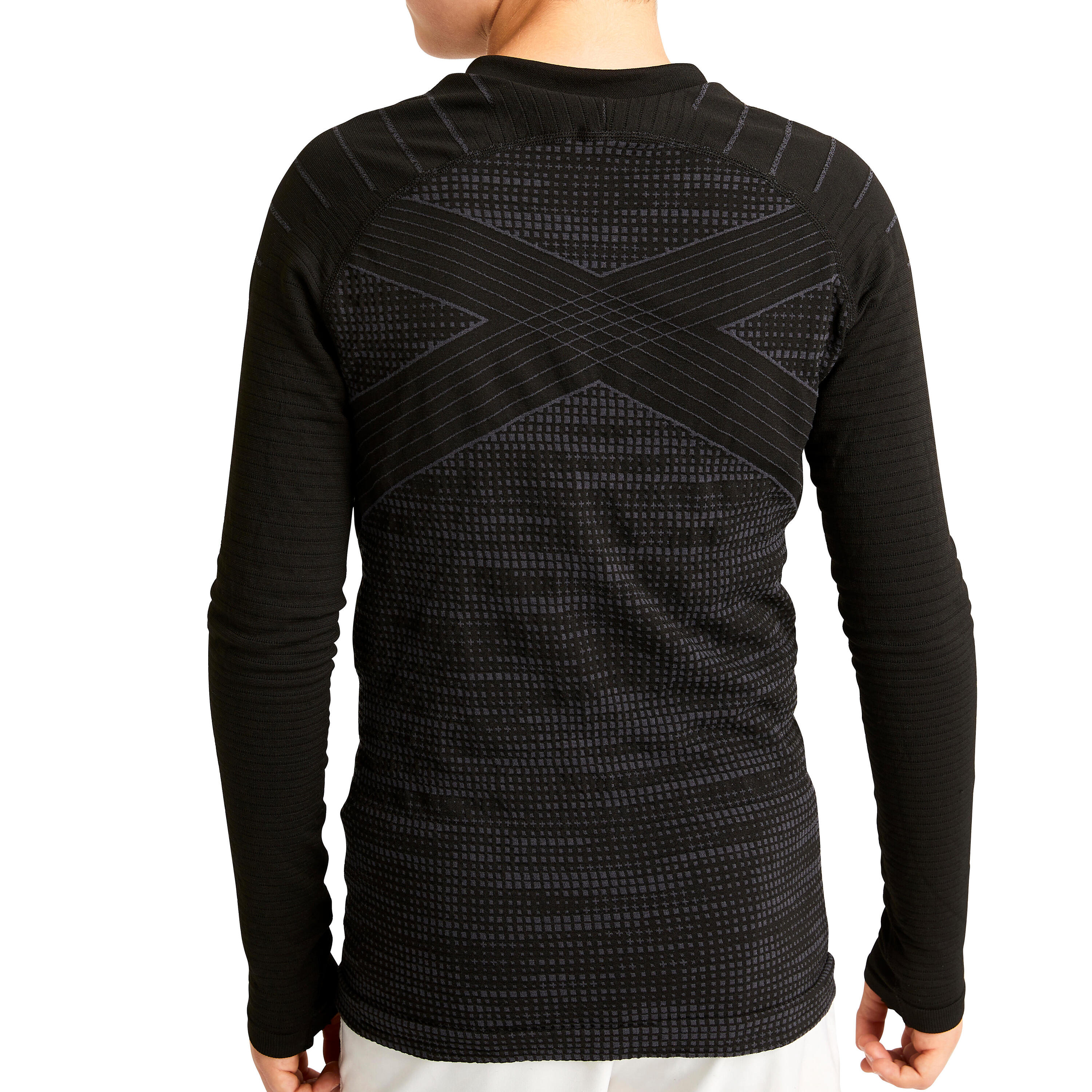 Kids' Long-Sleeved Thermal Base Layer Top Keepdry 500 - Black 8/10