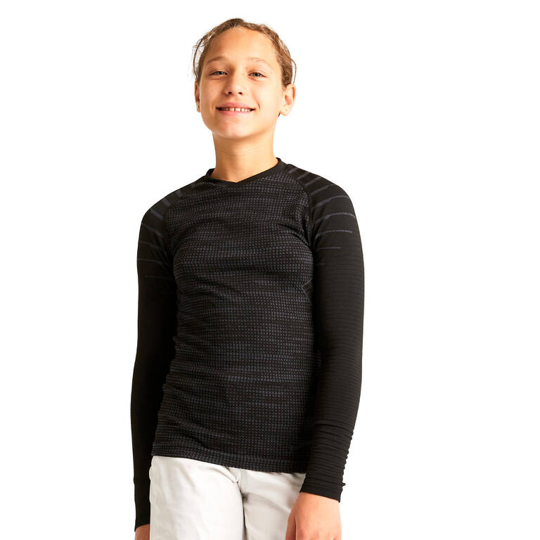 Kids' thermal long-sleeved football top, black