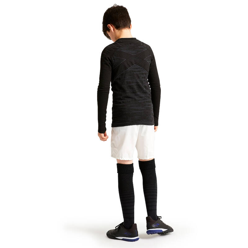 Camiseta térmica manga corta de fútbol Niños Kipsta Keepdry 500 negro