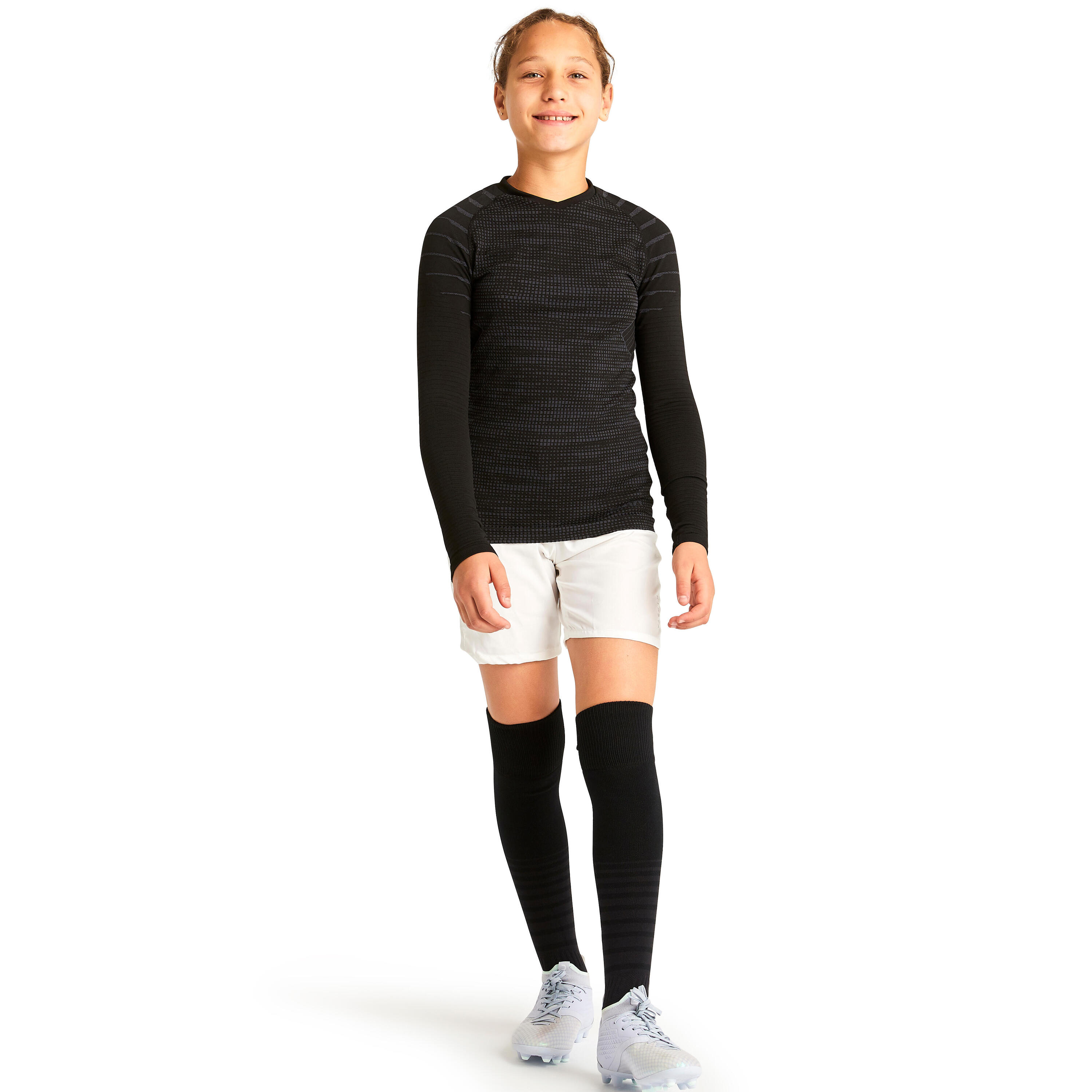 Kids' Long-Sleeved Thermal Base Layer Top Keepdry 500 - Black 5/10
