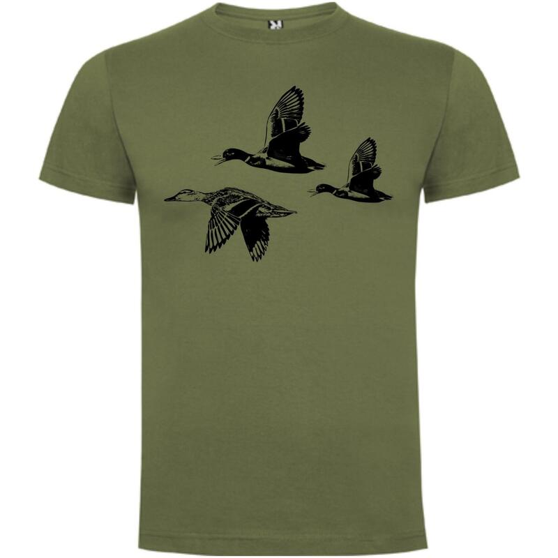 Tricou verde cu imprimeu păsări