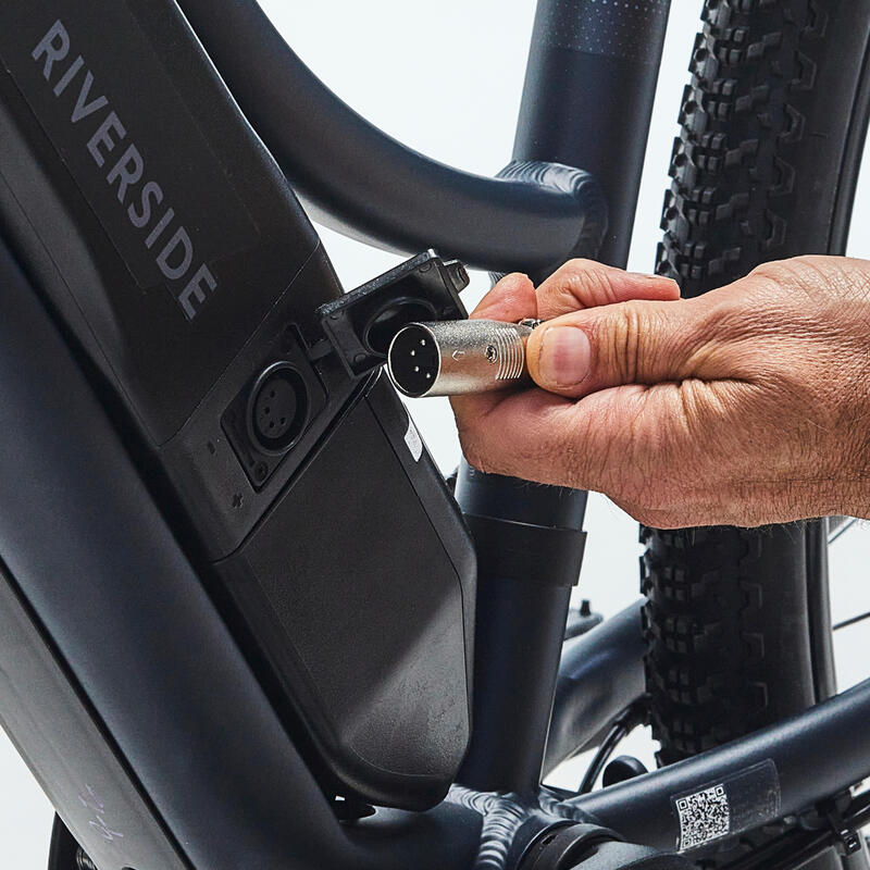 Low Frame Electric Hybrid Bike Riverside 100 E Blue RIVERSIDE Decathlon